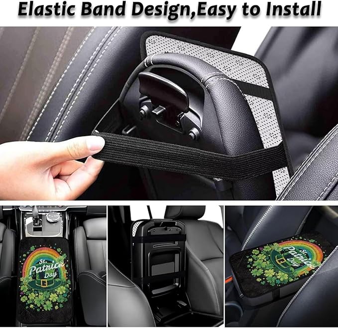 Bulopur St. Patrick's Cuckold Car Center Console Cushion Pad Flannel Center Console Cover Easy to Install Car Decor Accessories Auto Universal Car Interior Accessories Car Arm Rest Cover