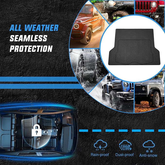 Nilight Rubber Cargo Mats for Cars Trucks SUVs, Universal Trim to fit for Most Vehicles, All Weather Protection Heavy Duty Cargo Liners