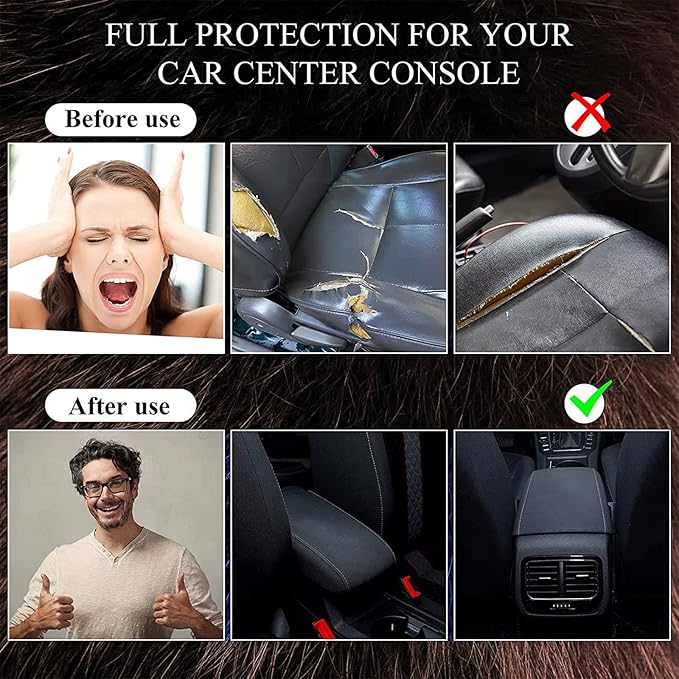 Frienda Furry Armrest Cover Auto Center Console Cover Car Soft Console Pad, Real Sheepskin Wool Soft Fluffy Auto Center Armrest Pad for Most Car Decoration Protector(Cameo Brown)