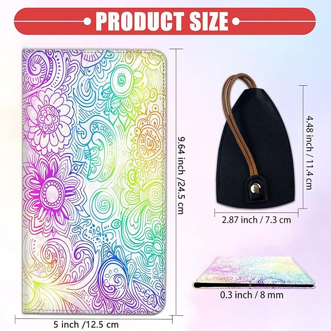 Car Registration Holder, Waterproof PU Leather Vehicle Card Document Glove Box Organizer, Women Interior Auto Accessories Case for Cards, Driver License Car Insurance Holder, Colorful Mandala Pattern