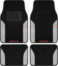 Rubbermaid Bling Car Mats, Carpeted Floor Car Mat with Faux Leather & Built-in Heel Pad, Two-Tone Car Rug Floor Mats, Stylish Carpeted Floor Mats for Cars, Trucks & SUVs Glitter Sliver Color