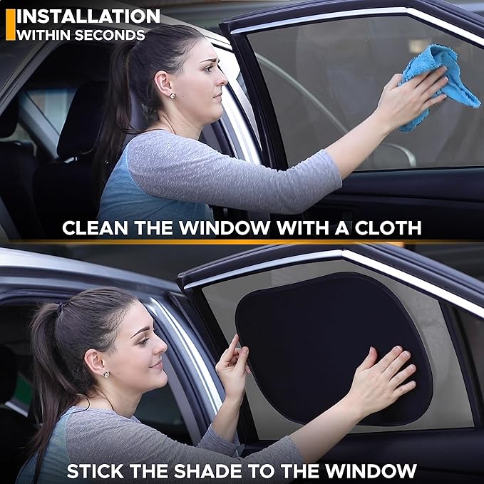EcoNour Car Window Shades for Baby (4 Pack) | Protects Baby from Window Sun & Heat | Sun Shade Side Windows for Kids | Automotive Sun Protection from UV | Child Safety Accessories | XXXX-Small-20 x12