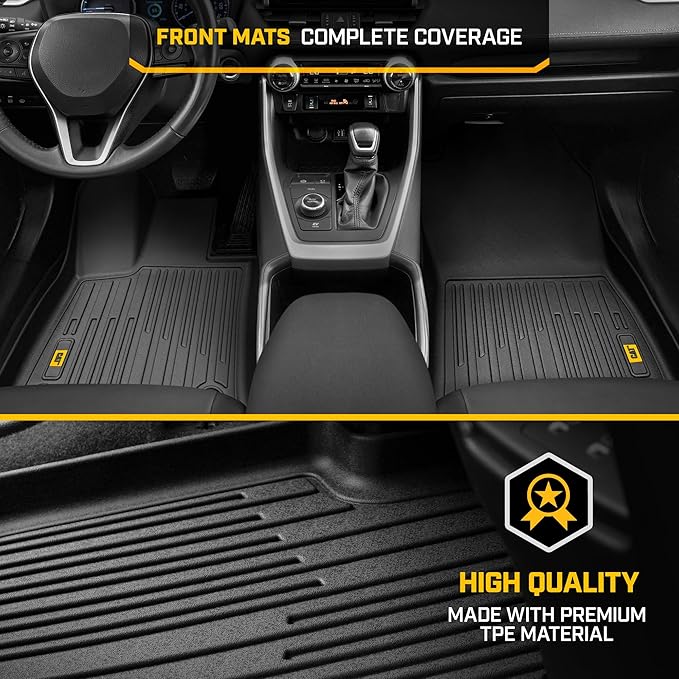 CAT® JustFit™ 3D Custom Fit Floor Mats for Toyota RAV4 2019 2020 2021 2022 2023 2024 2025 - (Not Fit Hybrid) Heavy Duty Car Floor Liners Protection Laser Measured, Toyota RAV4 Accessories