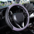 SEG Direct Steering Wheel Cover for 14.5-15 inch Wheels, Breathable PU Leather with Perforated Sides, Anti-Slip Grip, Universal Fit for Cars & SUVs, Black and Light Purple