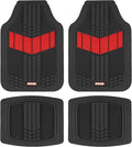 Motor Trend DualFlex Two-Tone Sport Design All-Weather Rubber Floor Mats for Car, Truck, Van & SUV - Waterproof Front & Rear Liners with Drainage Channels, Red