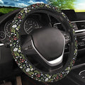 Garden Plants Floral Elastic Steering Wheel Cover, Non-Slip Breathable Neoprene Steering Wheel Covers, Women Car Accessories, Universal 15 Inch Fit Auto, Suvs, Truck