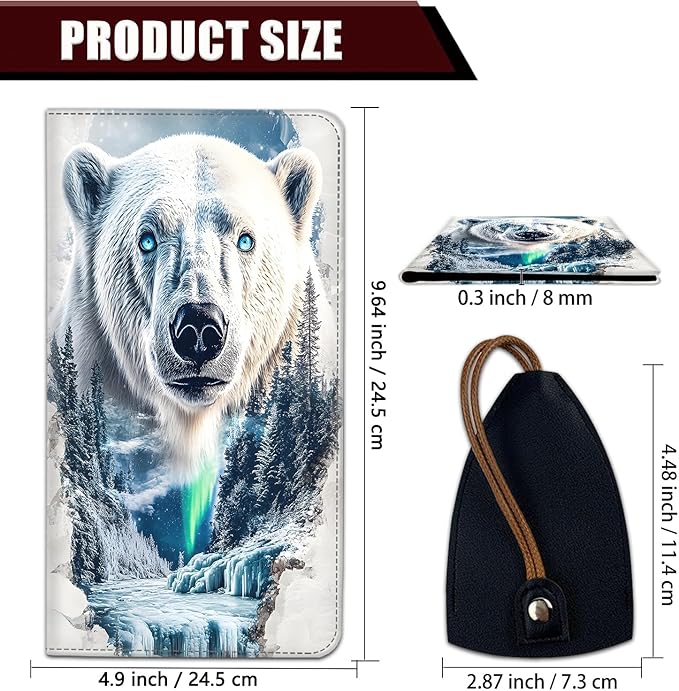 Car Document Holder with Magnetic Shut, Car Registration and Insurance Card Holder, Vehicle Glove Box Organizer Documents, Driver License, Auto Paperwork Organizer Wallet, Polar Bear In Winter Pattern