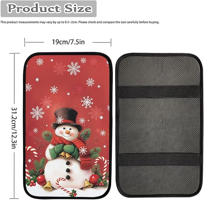 Horeset Christmas Snowman Auto Center Console Pad Anti-Scratch Non-Slip Car Arm Rest Cover Accessories Interior Decor