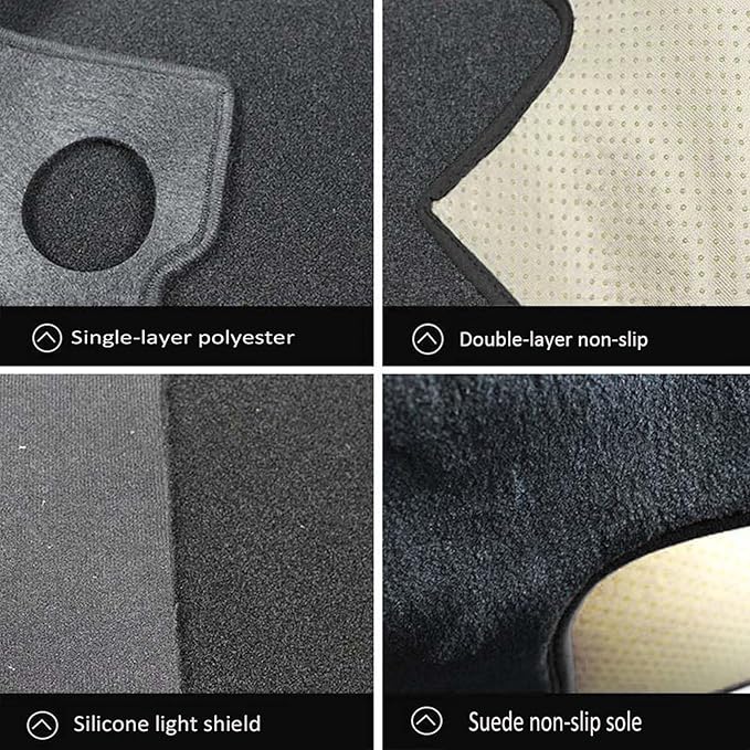 Upgraded Dash Mat Compatible with 2020-2015 Honda Fit (Extended Edition) Polyester Dash Board UV Protection Non-Slip Windshield Reflective DashCover Interior Accessory Black