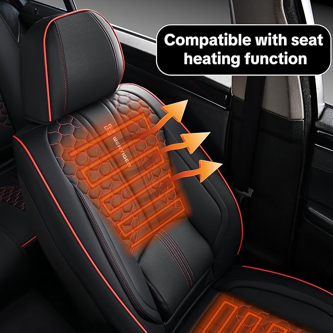 Wertigen Black Car Seat Covers Full Set,Waterproof Leather Car Seat Covers,Suitable for suvs, sedans, and Pickup Trucks