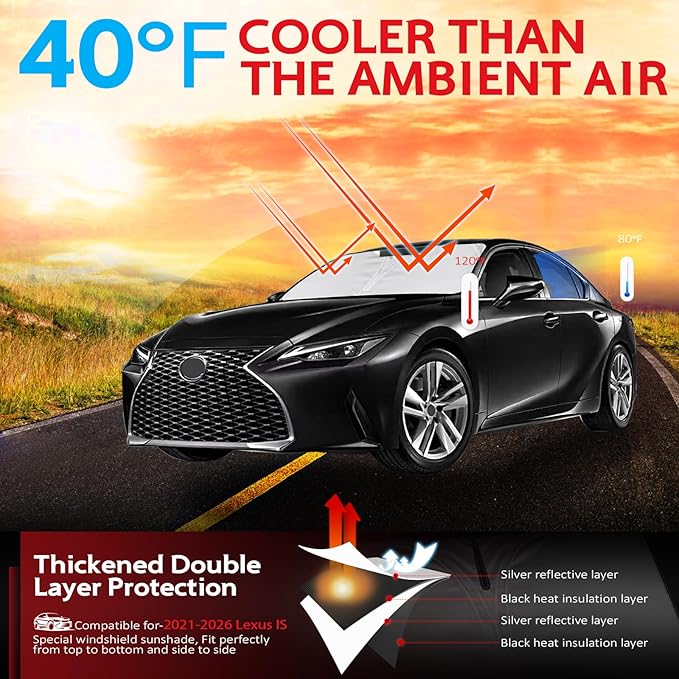 KAYZT Windshield Sun Shade for 2021-2026 Le-xus is Foldable Sunshade Front Window Custom Fit Car Accessories