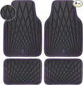 CAR PASS Faux Leather Floor Mats for Cars, Luxury Waterproof All Weather Car Mats Full Set, Anti-Slip Deluxe Automotive Mats Universal Fit for Most SUV Vans Sedans Trucks, 4 Piece Black and Purple