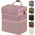 Vankor Car Trash Can Cute Trash Bag Bin Hanging Waterproof Automotive Garbage Cans Leak Proof Vehicle Trash Can Diamond Pattern-Pink