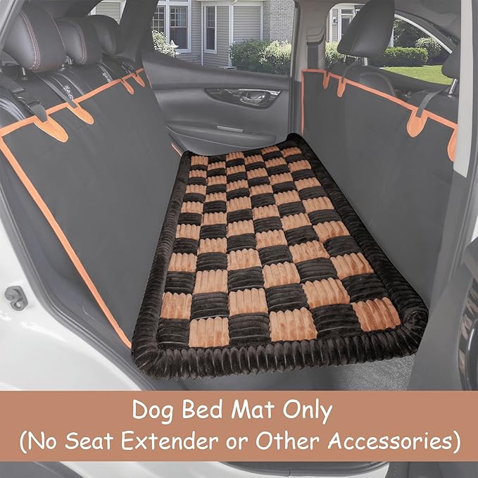 Dog Bed Mat for Trucks, Non-Slip Car Dog Bed for Pickup Back Seat Extenders, Soft Furry Travel Pet Mat, Washable and Custom Fit for Truck Backseat Extenders & Hammock Seat Covers (58"×29" Brown)