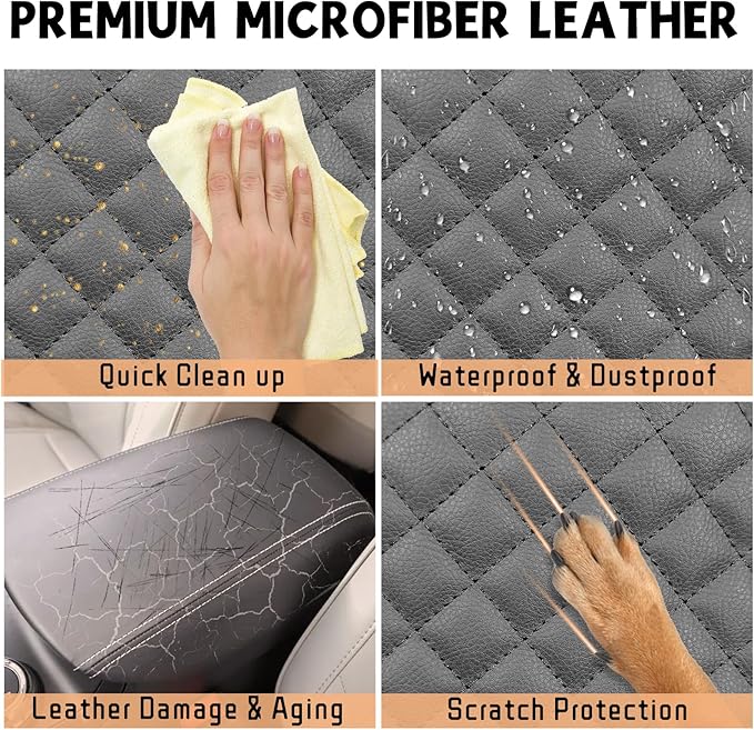 Center Console Cover Compatible with Ford Edge 2011-2014 Leather Armrest Box Cushion Cover Middle Console Pad
