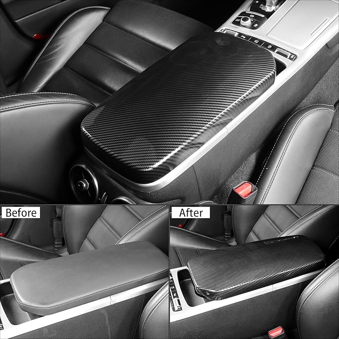 Carbon Fiber Style ABS Car Central Console Armrest Cover Armrest Cushion Cover Center Console Box Pad Compatible with Kia Stinger 2017-2024 Accessories