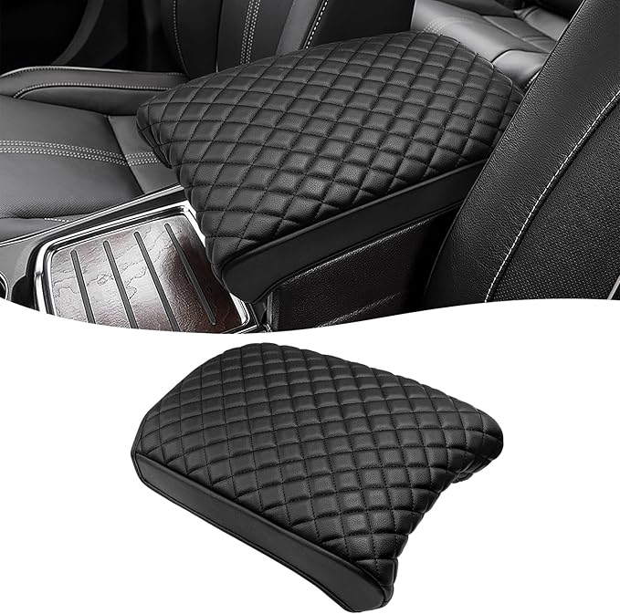 KBH Center Console Armrest Cover for Acura MDX 2015 2016 2017 2018 2019 2020, Vinyl Leather Trim, Middle Console Lid Protective Cover Cushion Pad, Anti-Scratch, Black