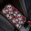Rose Sugar Skull Car Center Console Cover Breathable Soft Car Armrest Cover Cushion Non Slip Middle Console Protector Mat Sugar Skull Auto Interior Accessories Decor