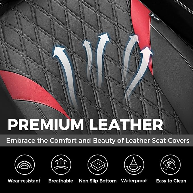 FLORICH Front Car Seat Covers, Leather Seat Covers for Cars, Waterproof Car Seat Protector Breathable, Front Seat Covers for Cars, Automotive Seat Covers Universal Fit for Most SUV Pick-up Truck