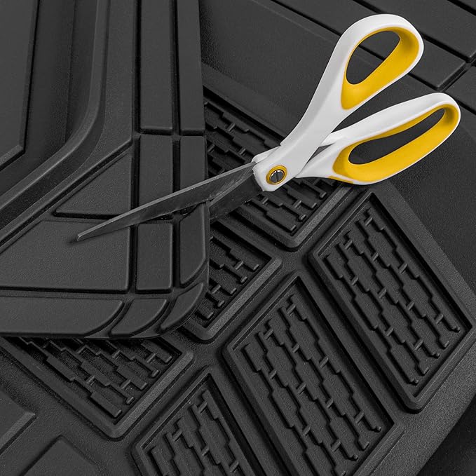 Cat® CAMT-9014 (4-Piece) Heavy Duty Deep Dish Rubber Floor Mats, Trim to Fit for Car Truck SUV & Van, All Weather Total Protection Durable Liners
