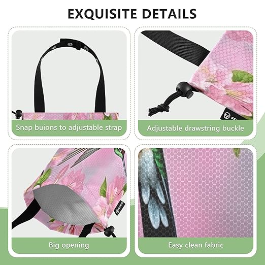 Hummingbird and Cherry Blossom Car Trash Bag Waterproof Foldable Hanging Garbage Bag Adjustable Car Trash Can Sundry Storage Bag for Automotive Front or Back Seat, 2Pack