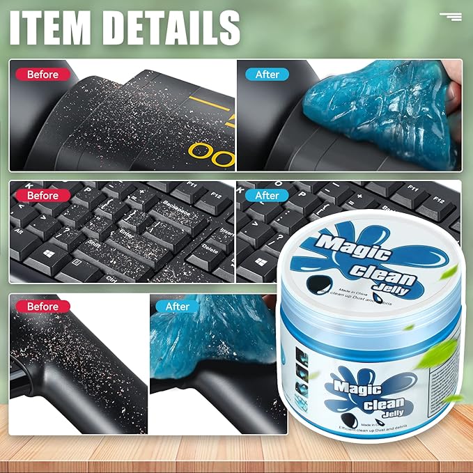 Auto Dynasty Car Cleaning Gel, 2024 Universal Auto Detailing Tools Car Interior Air Vent Dust Cleaner Slime Putty Jelly for Printers, Camera, Calculator, Keyboard (Blue)