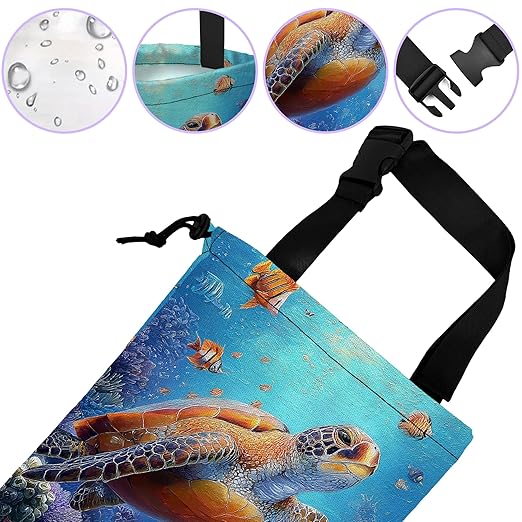 UUCBTAH Car Trash Bag Sea Turtles Car Garbage Bag Waterproof Car Trash Can for Back Seat with Adjustable Straps and Drawstring, Foldable Car Trash Bin for Car Accessories Vehicle Travelling Camping