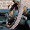 PINCTROT Large Size Bling Comfy Steering Wheel Cover with Jumbo Crystal Rhinestones, Anti-Slip Diamond Leather, 15.5-15.75 Inch (Pink)