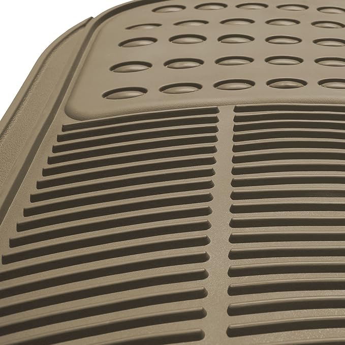 FH Group Car Floor Mats - Heavy-Duty Rubber Floor Mats for Cars, Universal Fit Rear Set, Trimmable Automotive Floor Mats, ClimaProof Floor Mats For Most Sedan, SUV, Truck Floor Mats Beige