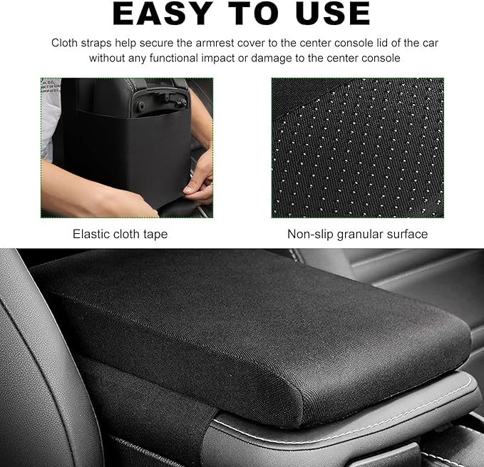Car Center Console Pad, 12.2''×8.1'' Memory Foam Auto Armrest Support Cushion, Vehicle Arm Rest Seat Box Cover Protector, Universal Interior Decor Car Accessories
