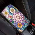 Auto Center Console Pad,Car Armrest Seat Box Cover Protector Universal Fit for Most Vehicle SUV Trucks, Baja Floral