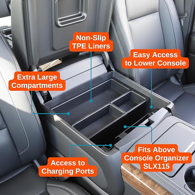 Vehicle OCD - Center Console Divider and Tray Organizer for Chevy Suburban/Tahoe/GMC Yukon/XL (Full Console w/Bucket Seats ONLY) (2015-2020) - Made in USA - SLX507