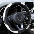 Car Steering Wheel Cover, 15 inch Microfiber Leather Carbon Fiber Soft Anti-Slip Breathable, Universal Size Elastic Car Accessory for Most Cars (White)