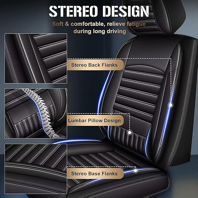 TTX LIGHTING Car Seat Covers Fit for Dodge Dart 2013-2016 Seat Covers Full Set 5 Seats Waterproof Faux Leather Car Seat Cushion Protector Compatible Airbag(Black)