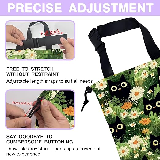 Car Trash Bag Black Cat Among Flowers Car Trash Bin Leakproof Waterproof Car Trash Can for Back Seat, Foldable Car Garbage Bag with Adjustable Straps and Drawstring for Car Accessories
