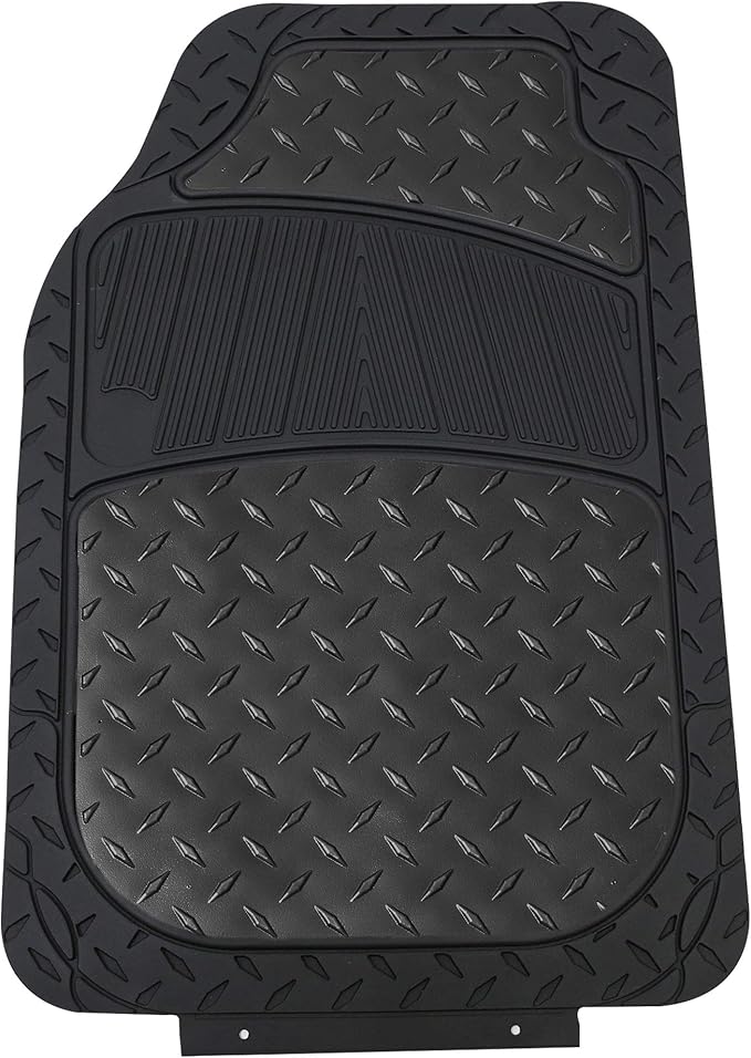 FH Group Automotive Floor Mats - Heavy-Duty Metallic Rubber Floor Mats for Cars, Universal Fit Full Set, Climaproof Floor Mats, Trimmable Floor Mats for Most Sedan, SUV, Truck Floor Mats Black
