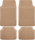 CAR PASS Rubber Floor Mats - All Weather, Full Set 4-Piece, Waterproof Automotive Mats Trim to Fit Most Cars, Sedans, SUVs, Vans - Heavy Duty Anti-Slip Easy Clean, All Beige