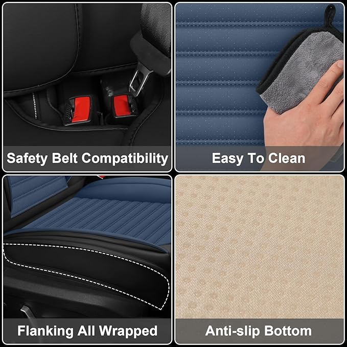 ARTIBY Seat Covers Full Set Custom Fit for Mitsubishi Outlander 2004-2025, Deluxe Waterproof Car Seat Cover, Breathable and Comfortable Leather Cushion Cover, Auto Interior Accessories (Black Blue)