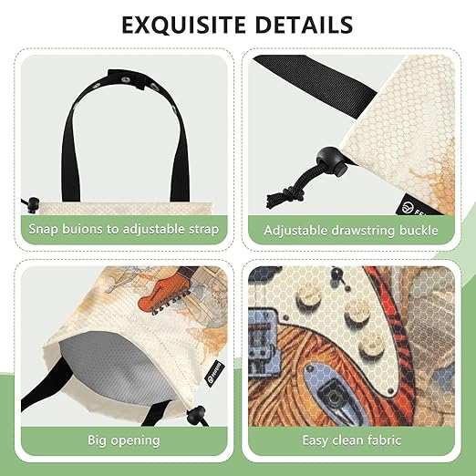 ALAZA Hanging Car Trash Bags Garbage Bag Trash Can for Back Seat Small Guitar Retro Washable Storage Bag Retractable 2 Pack
