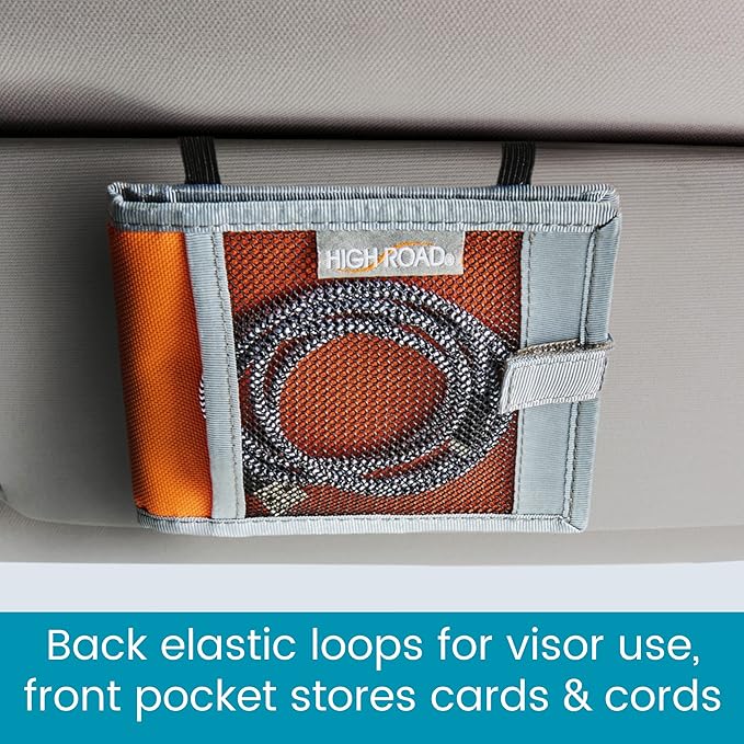 High Road Car Registration and Insurance Card Holder for Sun Visor, Glove Box or Console with 2 Clear Hidden Car Document Pockets