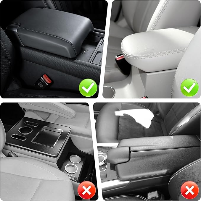 SINGARO Car Leather Furry Center Console Cover with 2 Storage Bags, Universal Fluffy Car Armrest Seat Box Pad, Comfortable Car Interior Accessories, Fits for Most Vehicles (Black)