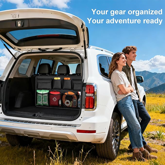 Car Trunk Organizer, Car Storage Bag with 8 Pockets, Car Organizers and Storage, Large Capacity Backseat Hanging Organizer for Car, SUV, Truck, MPV