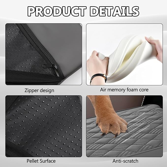 Car Center Console Cover, 12.6"×8.3"×2" Leather Car Armrest Cover, Soft Memory Foam Auto Armrest Cushion Pad, Vehicle Arm Rest Box Protector, Universal Interior Car Accessories (Gray)