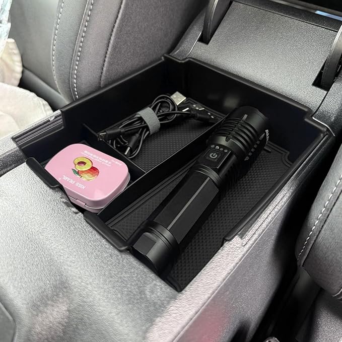 Xaido Center Console Tray Compatible with Ford Bronco 2025 4-Door Automatic Transmission, Center Console Armrest Box Organizer, Black (Not for 2-Door & Bronco Sport)