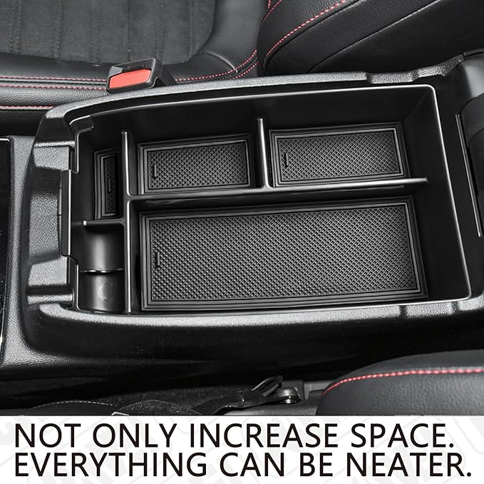Center Console Organizer Compatible with Ford Escape 2020-2026/Bronco Sport 2021-2025 Accessories, Insert Armrest Box Secondary Storage Tray Black ABS Materials (Not for U725 2-Door)