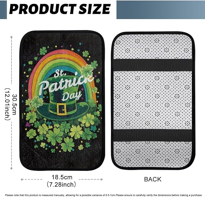 Bulopur St. Patrick's Cuckold Car Center Console Cushion Pad Flannel Center Console Cover Easy to Install Car Decor Accessories Auto Universal Car Interior Accessories Car Arm Rest Cover