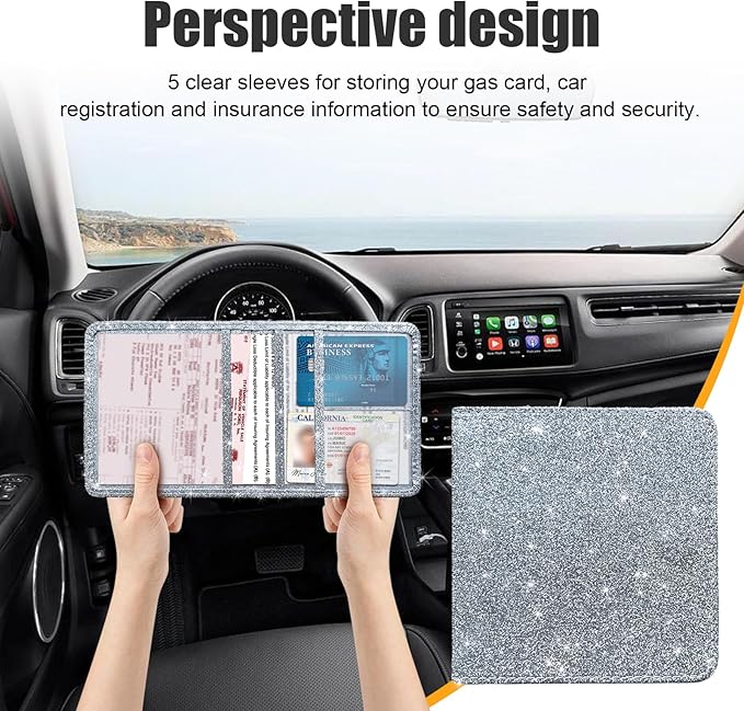 Kewucn Car Registration and Insurance Holder, Leather Auto Glove Box Organizer, Vehicle Compartment Accessories Case for Cards, Driver License & Essential Documents