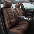 SCDOOCA Car Seat Covers Full Set Brown, Luxury Leather Car Seat Covers, Waterproof and Breathable Seat Covers, Universal Car Seat Protector Fit for Cars, Trucks, SUVs, Pick-ups (Full Set)