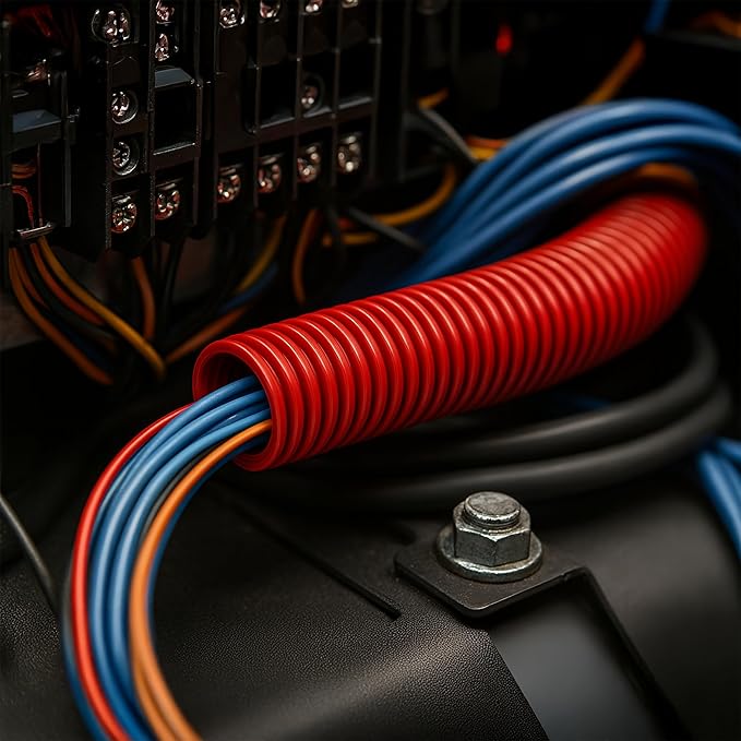 Electriduct Split Wire Loom Tubing Polyethylene Corrugated Flexible Conduit - 1/4" Nominal Size - 20 Feet - Blue