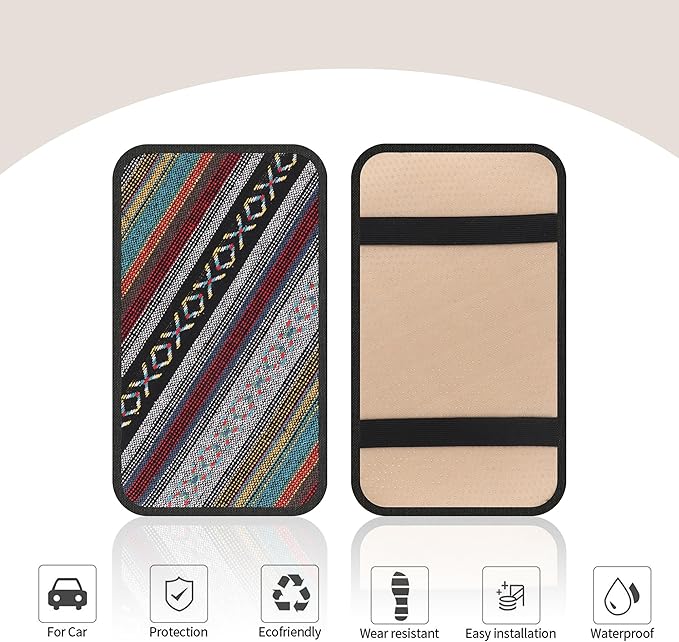 Car Center Console Cover,Boho Car Accessories Car Armrest Box Pad for Comfortable Support,Universal Armrest Cover for Car Truck SUV Center Console,Car Decorations Interior Aesthetic (Armrest cover-A)
